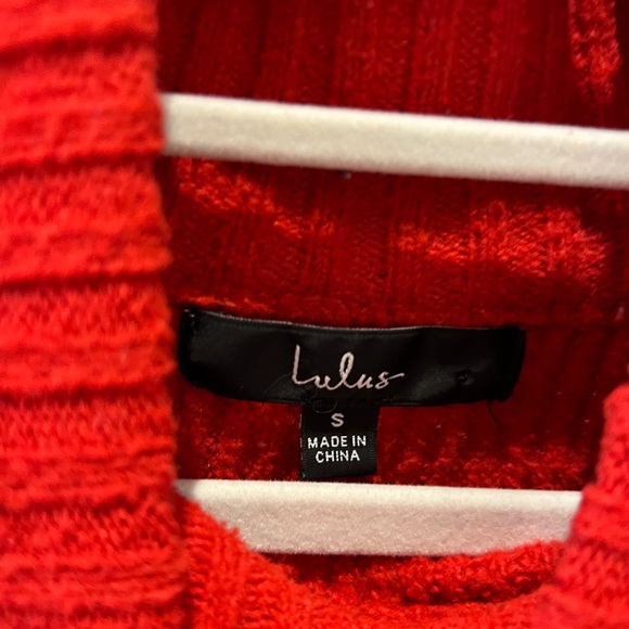 Lulu's Snuggly Days Red Cropped Mock Sweater - Picture 3 of 3